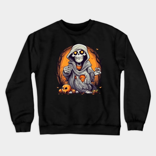 Eerie Halloween Ghoul Art - Spooky Season Delight Crewneck Sweatshirt by Captain Peter Designs
